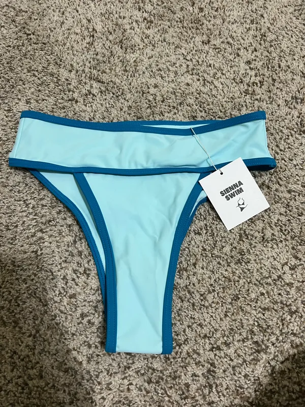 Sienna swim high rise bikini bottom Blue - Image 3