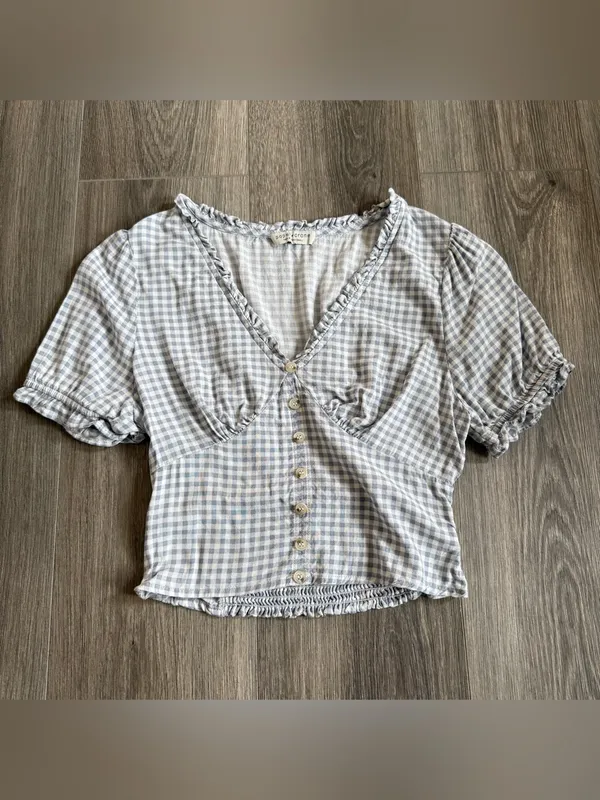 Paper Crane Gingham Crop Top Size Small Preppy Coquette Boho Twee Dainty - Image 4