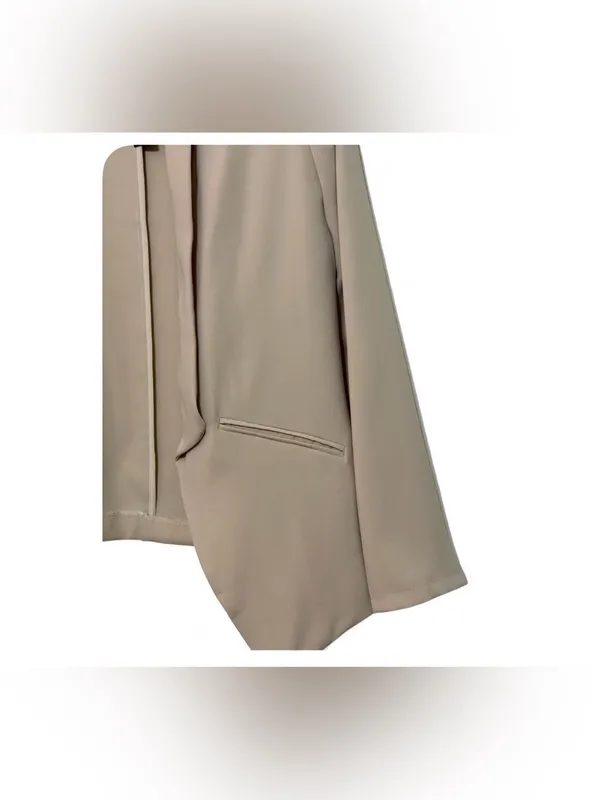 NWT Lulus Women’s Miss Punctuality Taupe Lightweight Open Front Blazer Size M - Image 13