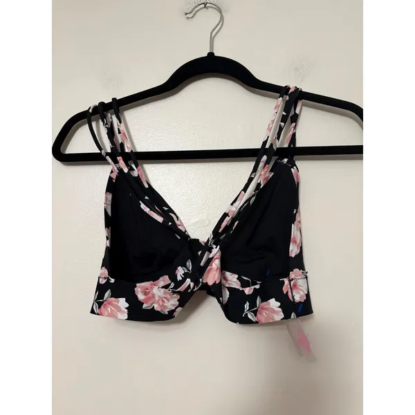 PINK‎ Victoria's Secret Floral Bralette Black Pink Multi-Strap Caged Back Large - Image 2