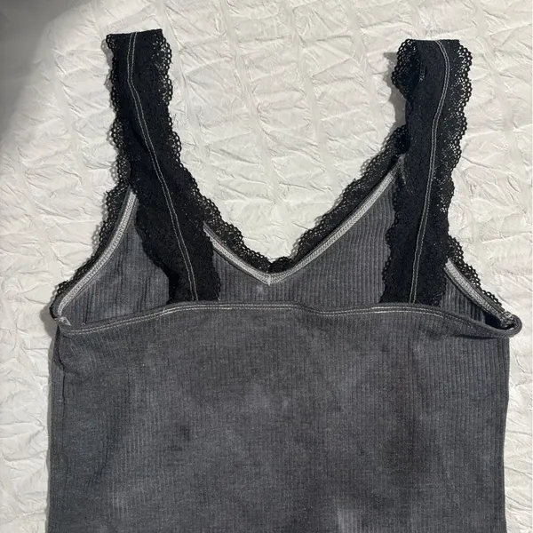 American Eagle Outfitters Charcoal Lace Trim Chemise - Image 2