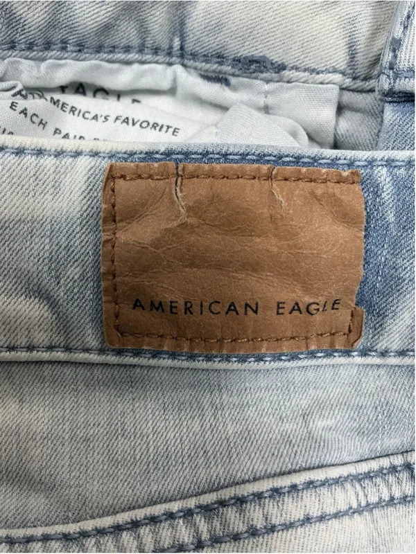 Womans Excellent American Eagle Jegging Stretch Distressed Blue Jeans Size 10 - Image 8