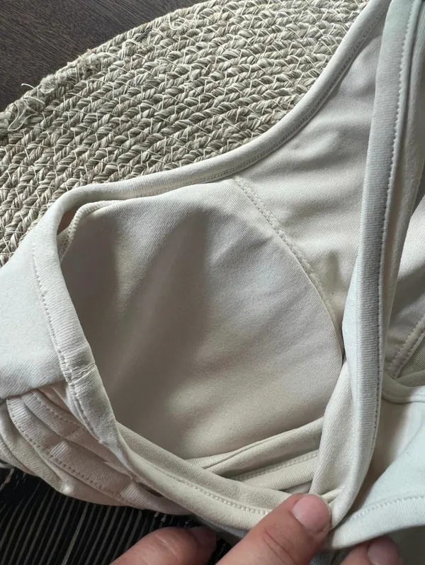 Alo Yoga Electric High Neck Sports Bra Bone Cream Black Ribbed Size XS - Image 11