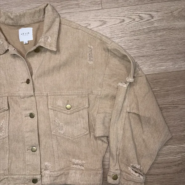 Le Lis Boutique Tan Cropped Jacket Size Small - Image 15