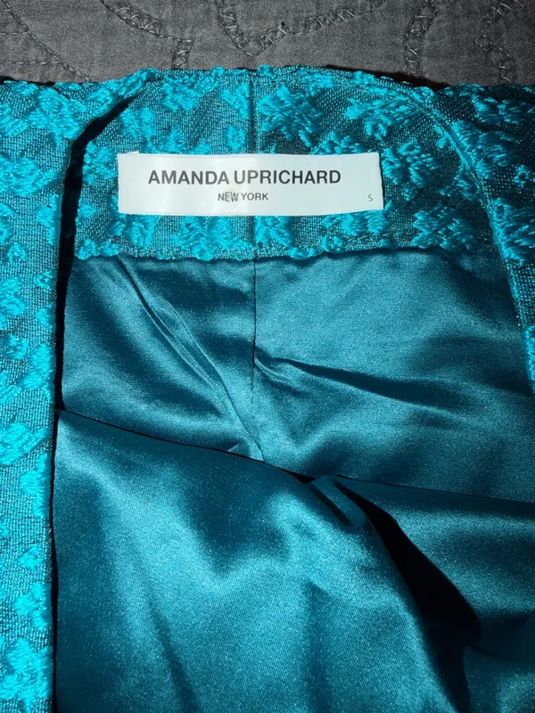 Amanda Uprichard Turquoise Textured Peplum Tank - Image 2