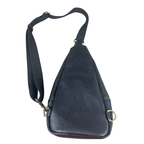 Antik Kraft Black Leather Sling Backpack Crossbody Bag Convertible Travel Purse - Image 2