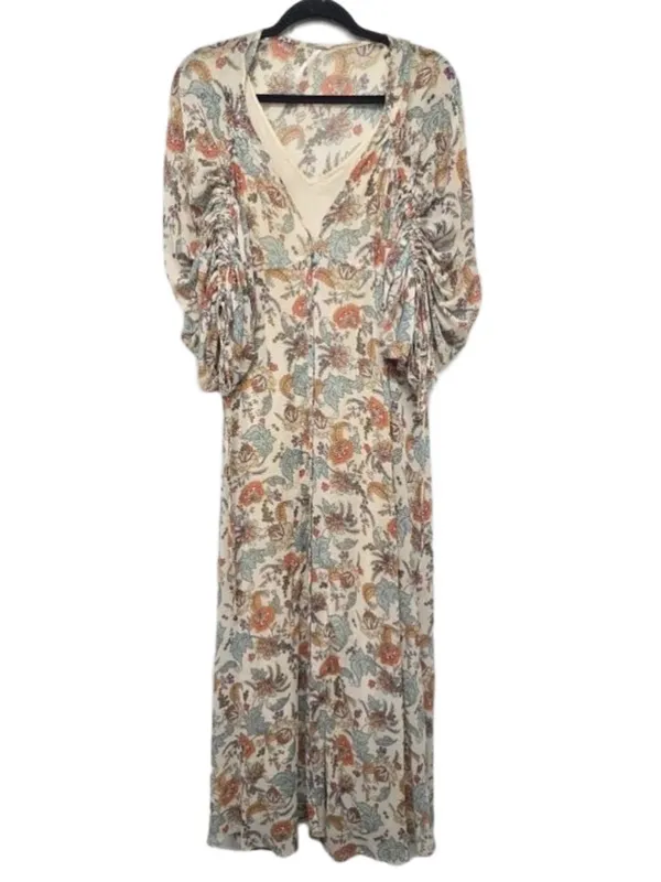 Free People Earthfolk Boho Floral Maxi Dress Tea Comb Women’s Size M - Image 3
