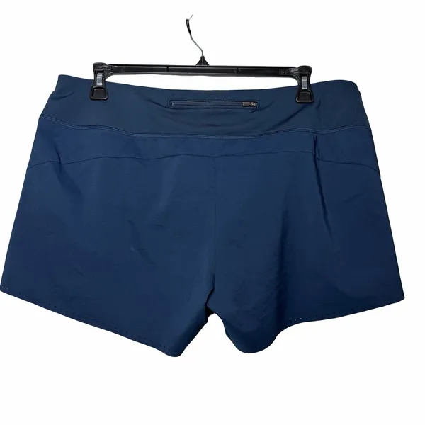 Athleta Ready Set Go Running Shorts Women XL Teal Blue Lined Zip Pocket - Image 3