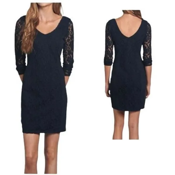 abercrombie and fitch dress Black‎ Dress Lace Sleeves Lace Panel small - Image 2