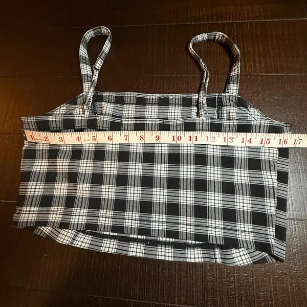 Hollister Y2K Look Plaid Crop Top Grunge‎ Punk Womens Large Junior Black White - Image 3