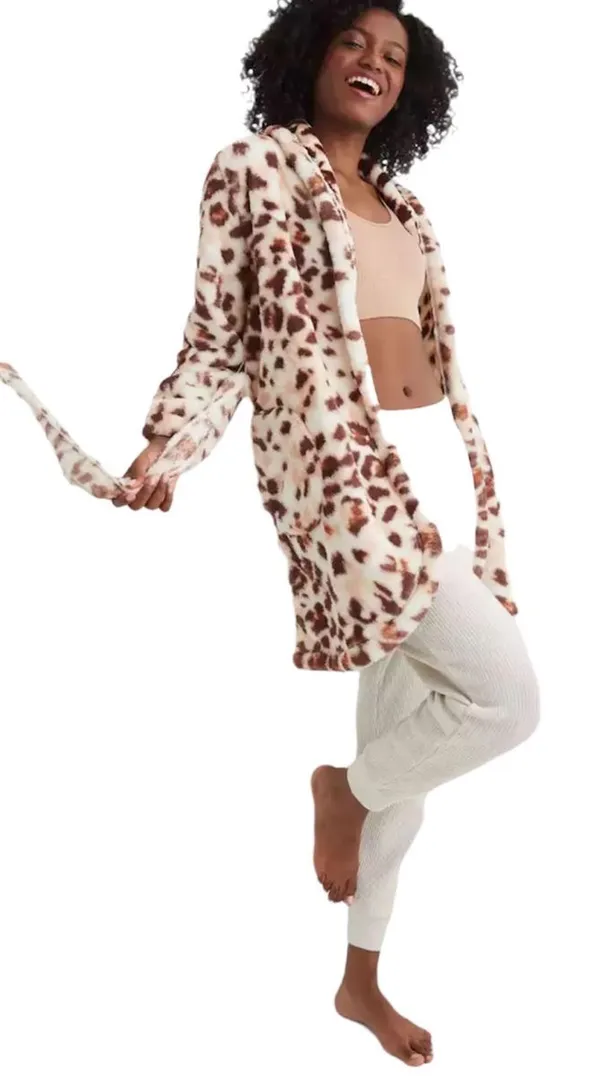 Aerie Animal Print Cozy Plush Robe, Medium - Image 7