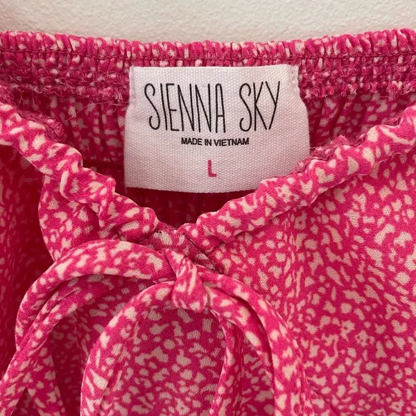 Sienna Sky Pink Spaghetti Strap Tank Top L- Adjustable Drawstring Gathered Neck - Image 2