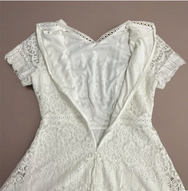 🦢 Blu Pepper Off-White Floral Lace Dress | Women’s Sz Med - Image 6