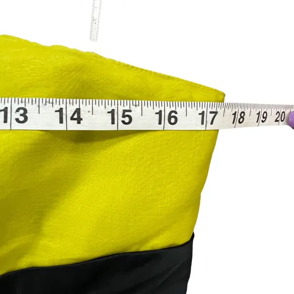 Kay Unger Y2K Dress 14 Chartreuse Yellow‎ Strapless Silk Floral Pleated Cocktail - Image 9