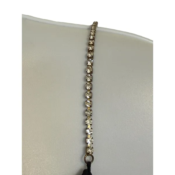 HOUSE OF HARLOW 1960 Black Satin Draped Neck Rhinestone Straps‎ Top EUC Small - Image 3
