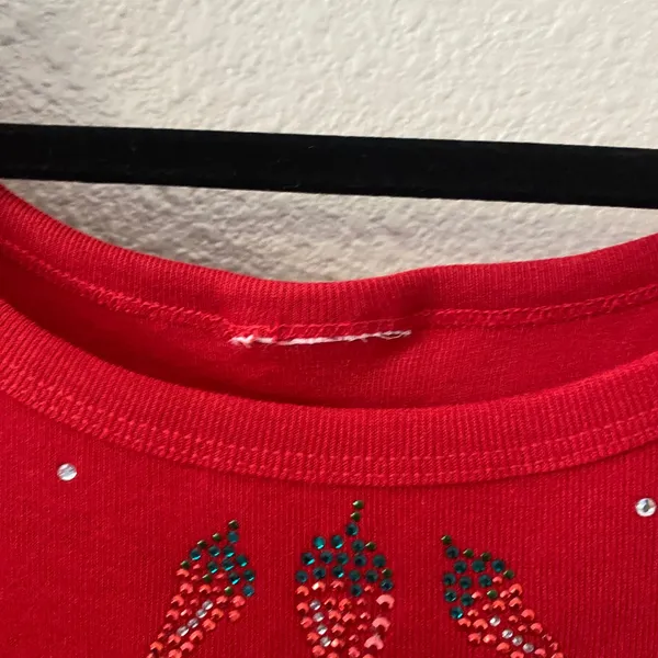 Y2K Chili Pepper Rhinestone Top Large 2000s Novelty Wearable Out McBling Casual - Image 3