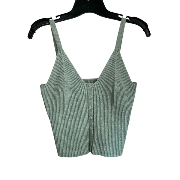 Aerie Gray‎ Button Front Sweater Tank Top Size XL - Image 2