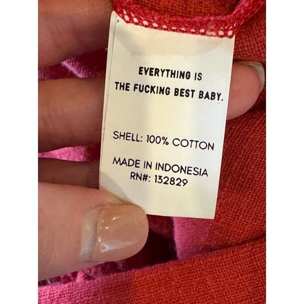 LPA Pants Women Medium Red Gauzy Cotton Elastic Tie Waist High Rise‎ Tapered - Image 6