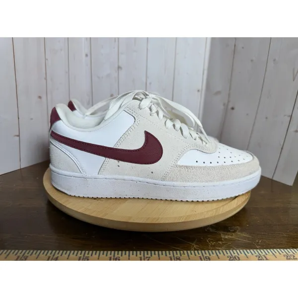 Nike Court Vision‎ Low Shoe, Suede & Leather, Red Cream White, Women's, Size 8.5 - Image 4