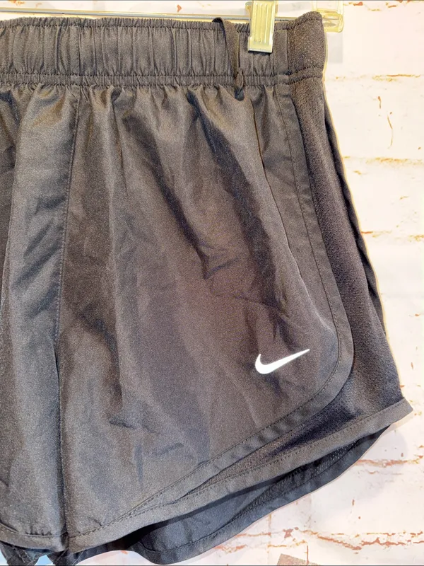 Nike Black Women Athletic Running Shorts White Swoosh tempo lined dri fit Small - Image 2