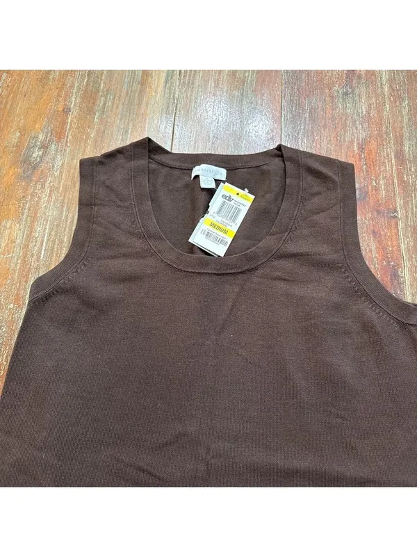 Charter Club NWT Cocoa Bean Brown Knit Shell Tank Top - Size Medium Minimalist - Image 2