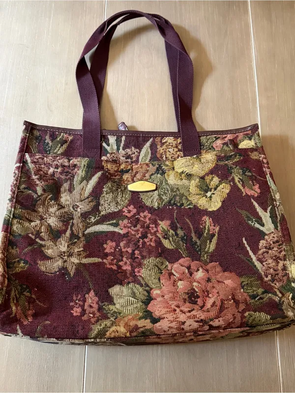 Vintage Ricardo Beverly Hills Floral Tapestry Travel Tote Weekender Carry On - Image 12