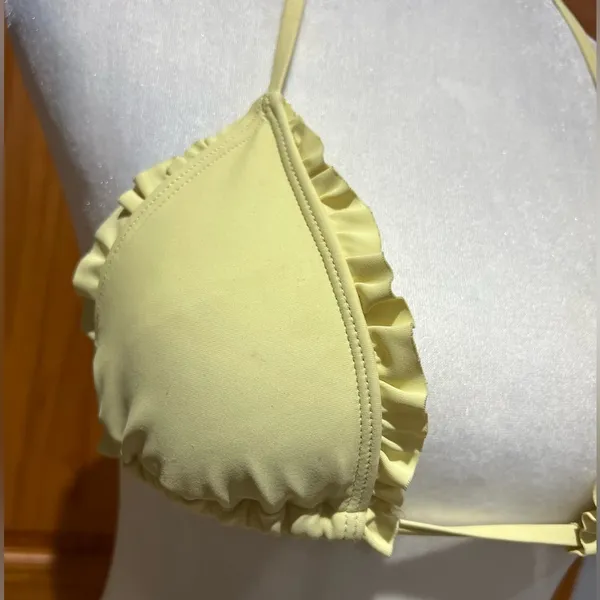 Forever 21 Yellow Ruffle Edge Triangle Bikini Top - Image 2