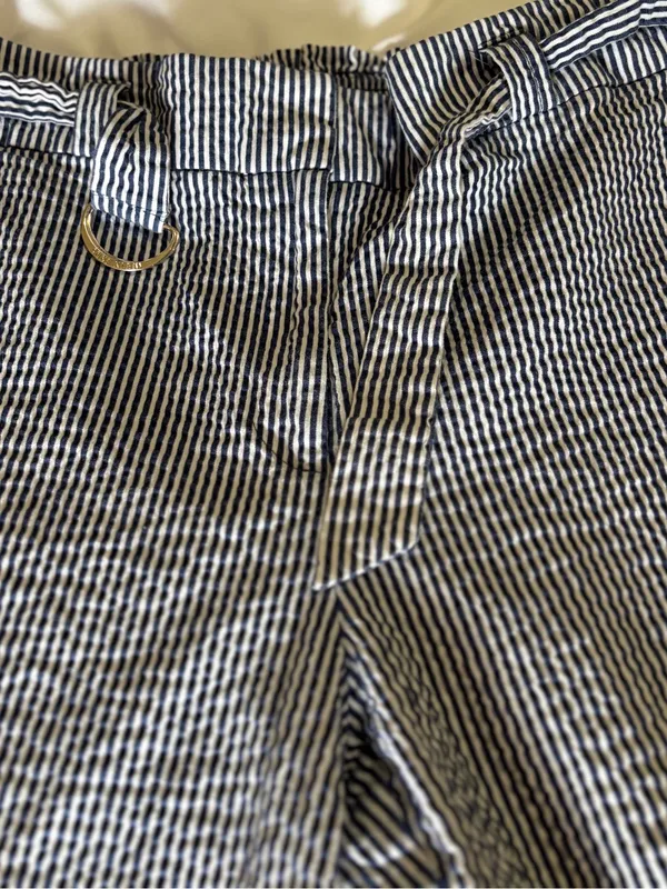 Anne Klein Blue White Seersucker Striped Pants Trousers-M - Image 3
