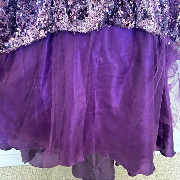 Cinderella Divine Purple‎ Strapless Sequin Beaded Corset Back Long Gown Dress 4 - Image 14