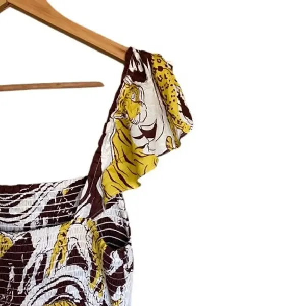 Anthropologie ruffled maxi Jaguar print M - Image 8