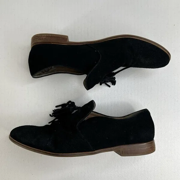 Steve‎ Madden 9.5 Create Tasseled Loafers Black Suede Leather Slip On Almond Toe - Image 2