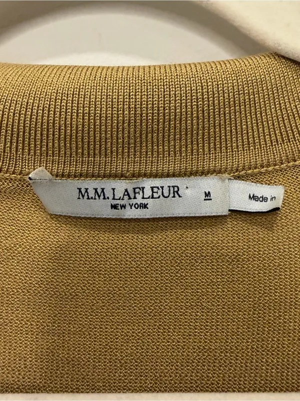 M.M. LaFleur Leo Pullover 100% Silk Jersey Polo Sweater‎ Mustard Size Medium - Image 2