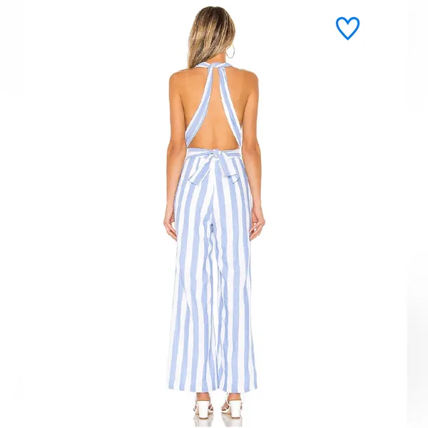 Superdown Kia Striped Jumpsuit in Blue & White - Image 3