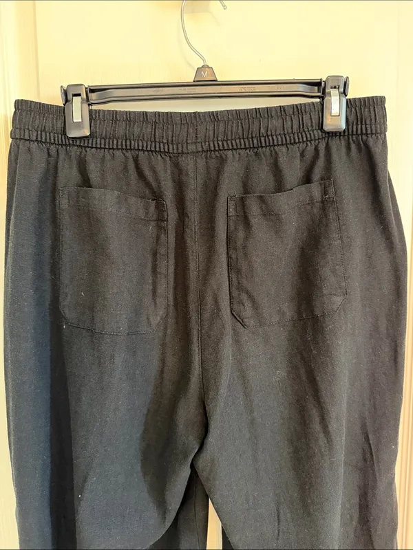 Old Navy High-Waisted Linen-Blend Wide-Leg Pants Black Jack - Image 4