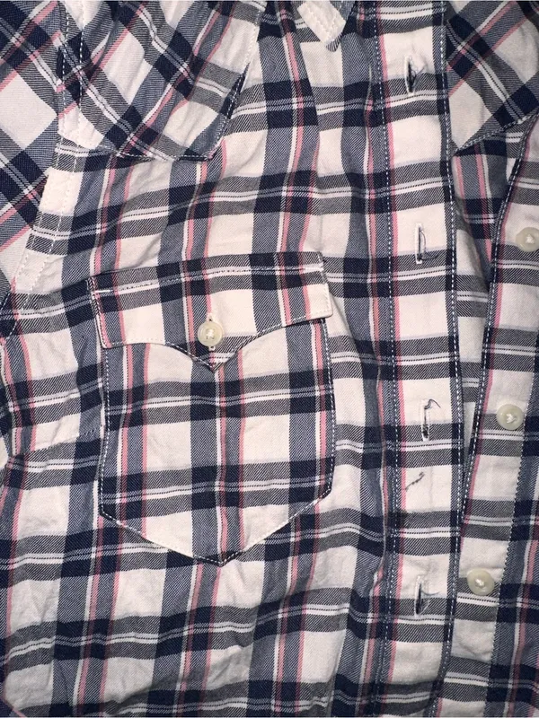 Levi's Men's Navy, White & Pink Plaid Button-Down Shirt - Image 3