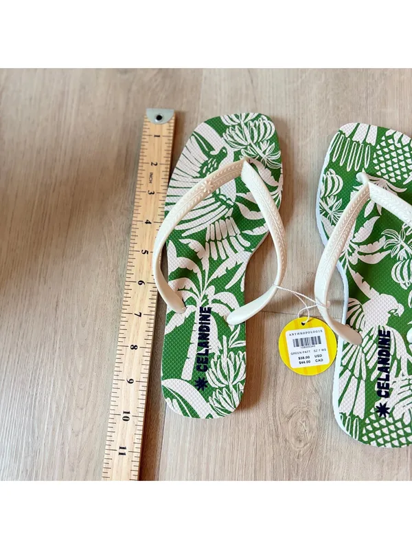 Anthropologie Celandine NWT Eva Flip Flops Green Pattern Size 7 - Image 5