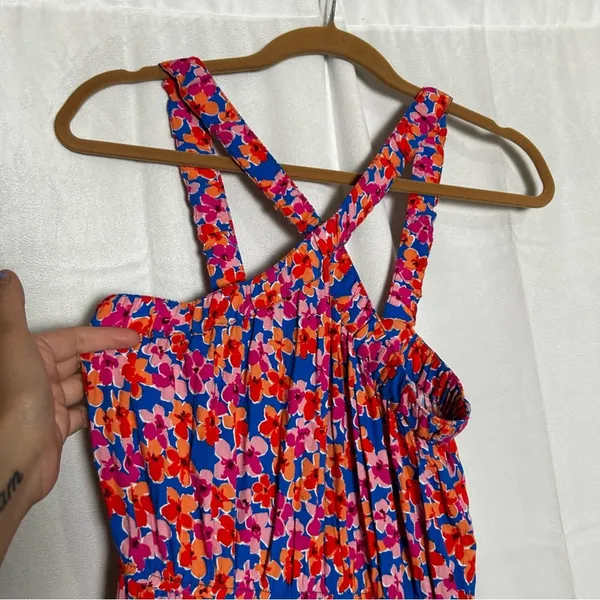 Skies Are Blue‎ Floral Print Crossed Neck Full Length Long maxi Dress Size Small - Image 5