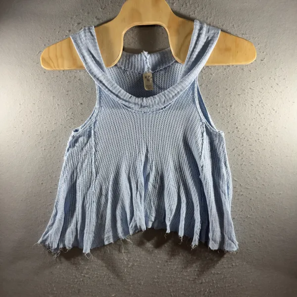 3131 | We The Free Free People Waffle Knit Flowy Tank Top Blue Women S - Image 3