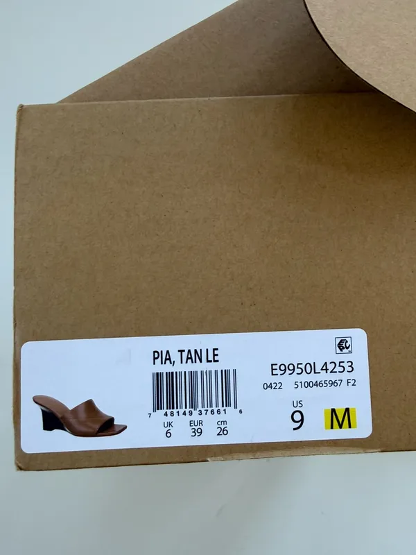 VINCE Pia Leather Wedge Sandals - Tan Size 9 - Image 9