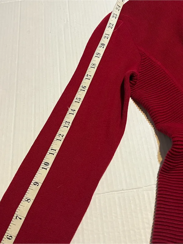 Ralph Lauren 100% cotton red 1/4 zip sweater small VTG Mock-neck knit classic - Image 14