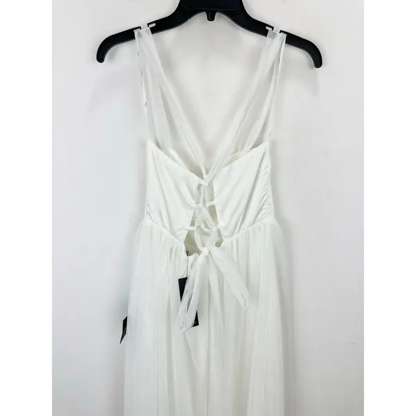 Lulus Twirling For You Ivory Lace-Up Bustier Tulle Midi Dress A Line Large NWT - Image 10