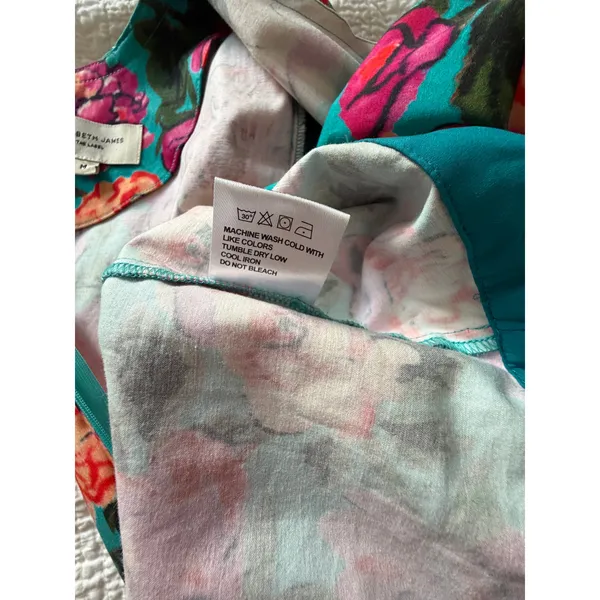 Elizabeth James The Label Floral Mini Dress M | Teal, Pink & Coral - Image 10