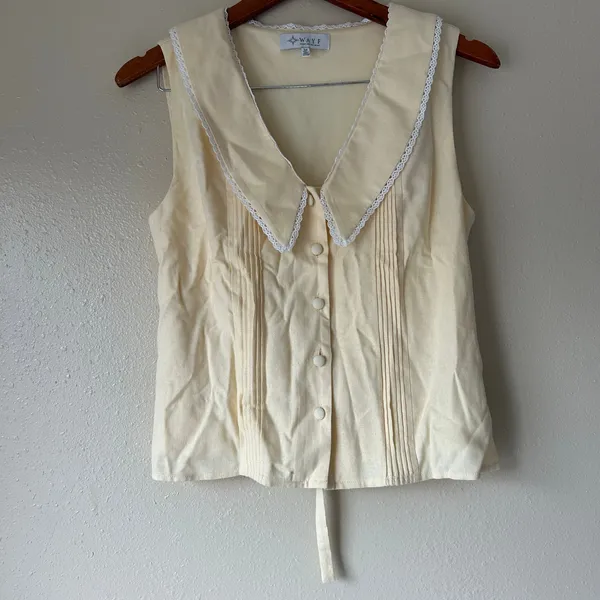 WAYF Linen Blend Butter Yellow Coquette Top Size Small - Image 6