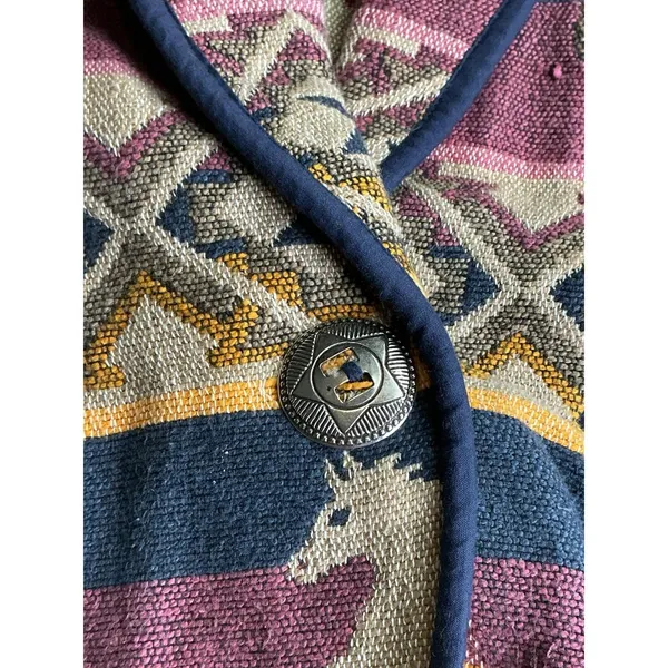 Vintage Carolina Colours Southwestern Tapestry Jacket Tribal Aztec Horses Size S - Image 6