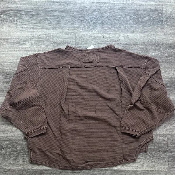 We The Free Eclipse Tee French Chocolate Brown Sweatshirt Ribbed Oversized - Image 4