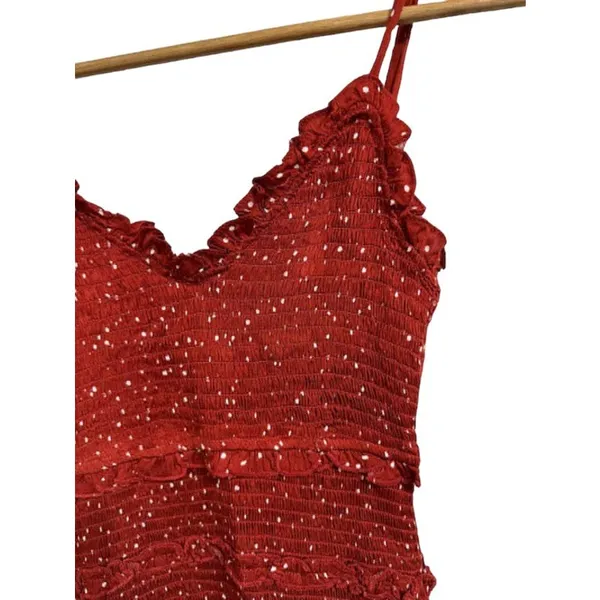 Olivaceous Women's‎ Smocked Ruffle Rib Knit Spaghetti Strap Sun Dress sz S - Image 4