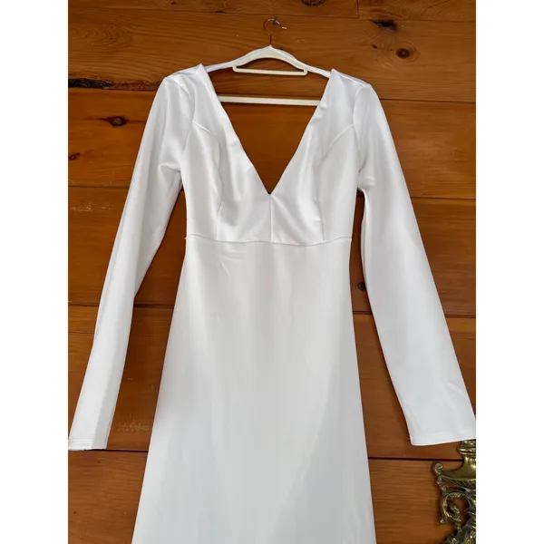 Lulus Extravagant Love White Backless Long Sleeve Wedding Dress Extra Small - Image 3