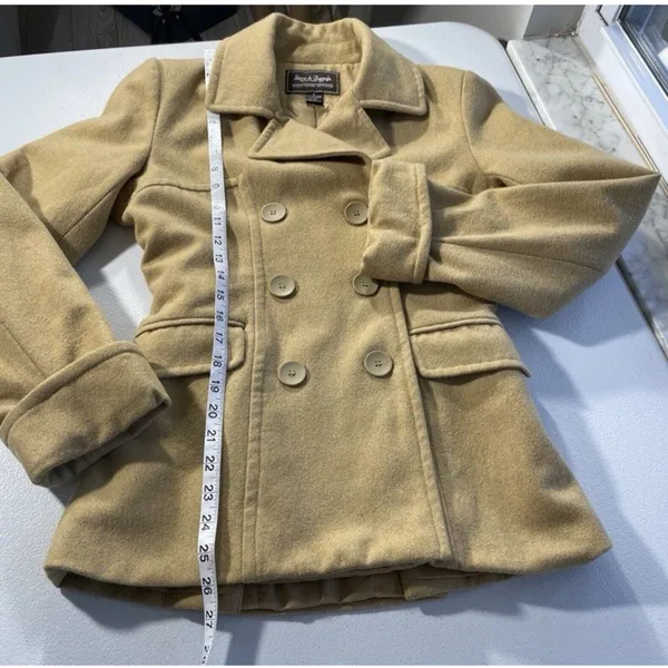Steve and Barry's Wool Blend Double Breasted Pea Coat Women's S Preppy Brown Tan - Image 12
