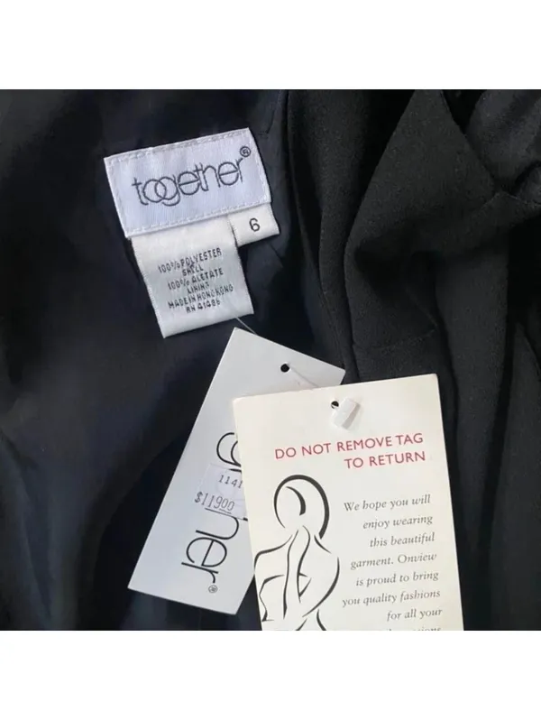 Together Black Evening Gown Size 6 NWT Sleeveless Maxi Dress Floral Appliqué - Image 3