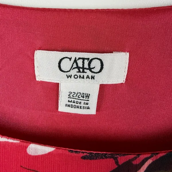 Cato Butterfly‎ Floral Print Blouse Size 22/24W Multicolor Smocked Hem Resort - Image 5